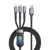 Cabo de dados USB triplo de 100W super rápido estendido para Apple tipo C linha de carregamento para carro