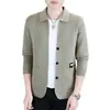 Nuevo Suéter Cárdigan de Punto con Cuello de Solapa para Hombre de Primavera y Otoño para Comercio Transfronterizo, Sencillo, Moderno, Casual, Color Sólido Ropa para Hombre