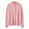 Cárdigan de cachemira con cuello alto, nuevo modelo otoño e invierno 2026, camisa básica de botones para mujer, estilo elegante, color liso, abrigo holgado y favorecedor