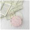 Bolso redondo de moda coreana para niñas, bandolera cruzada de estilo nuevo y sencillo con cadena de perlas a juego.
