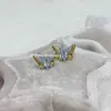 La concha rota es mi Xiao Mao [Mariposa Clara de Agua Fría] Pendientes y Aretes de Mariposa Azul con Goteo de Aceite Degradado Estilo Maillard