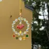 Transmisión en Vivo del Dios de la Riqueza de Cinco Vías de Cristal, Candado de Seguridad, Colgante para Coche, Colgante para Bolso, Cuentas de Vidrio, Brocado Song
