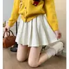 Falda Plisada de Cachemira Off-White para Mujer, Nuevo Estilo Primavera y Otoño 2025, Cintura Alta, Adelgazante, Petite, Línea A, Falda Corta Anti-Exposición