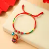 Festival del Bote del Dragón Cuerda Colorida Hecha a Mano DIY Cuerda Trenzada Estilo Étnico Bolsita Colgante de Zongzi Pulsera para Niños Regalo
