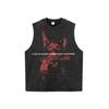 Camiseta de manga corta lavada con estampado de chorro directo de tinta blanca Pinel de American Street Doberman, estilo vintage para hombre y mujer.