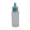 Frasco conta-gotas azul claro transparente para dispensar essência, frasco vazio de armazenamento para amostras de skincare de viagem, frasco para óleo essencial de cuidados com os cabelos