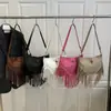 Bolso con Borlas para Mujer 2025 Nueva Moda Coreana Bolso de Hombro con Remaches Popular en Instagram Moderno Versátil Bolso Cruzado de Axila