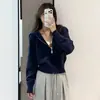 Suéter de Punto con Capucha y Cremallera de Manga Larga Estilo Coreano 2026 Otoño/Invierno Nueva Moda Chic Holgado Cárdigan Superior para Mujer