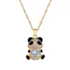 [Acero de Titanio] Collar de Panda de Ojos Negros Completamente Diamantado con un Diseño Único y Elegante, Cadena de Clavícula Versátil para Mujeres, Cadena de Acero de Titanio