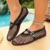 Sandalias de Malla Transpirable de Suela Suave Tallas Grandes Transfronterizas para Mujer Verano Nuevo Estilo Zapatos Planos de Malla Hueca Mary Janes para Mujer Zapatos Individuales En Stock
