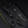 Tijeras de pelo personalizadas negras de 6.0 pulgadas Tijeras de barbero tijeras planas tijeras para flequillo tijeras de dientes tijeras entresacadoras