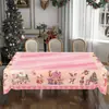 Toalha de Mesa Decorativa para Cena de Árvore de Natal Venda Quente Transfronteiriça Papai Noel Floco de Neve Boneco de Neve Impermeável Capa para Mesa de Jantar