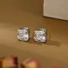 Brincos Personalizados S925 Prata Agulha Dongdaemun Femininos Design de Nicho Brincos Geométricos Cubo de Açúcar Estilo para o Trabalho Moda Minimalista