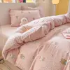 Funda de edredón de terciopelo de algodón de Xinjiang, un lado 100% algodón, un lado de terciopelo, juego de ropa de cama de cuatro piezas, sábana de cama de terciopelo de leche, funda de edredón individual de algodón puro