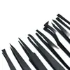 Pinças em Estoque Plástico de Fibra de Carbono Clipes Antiestáticos para Acessórios de Desmontagem e Reparo com Pontas Afiadas, Redondas e Largas