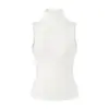 Chaleco Sexy de Cuello Alto sin Mangas Estilo Europeo y Americano, Nueva Moda de Primavera Versátil Ajustado de Color Sólido Capa Base para Mujer