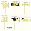 Orgulloso de ti 2026 Certificado Birrete de Graduación Set de 6 Piezas Topper para Pastel Felicitaciones Decoración para Fiesta Temática de Graduación
