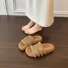 Pantuflas Peludas de Terciopelo Grueso Estilo Coreano para Mujer, Para Usar en Exteriores, Nuevo Estilo 2026, Otoño/Invierno, Sin Cordones, Pantuflas de Algodón Birkenstock para Personas Perezosas Retro