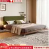 Cama de Madeira Maciça com Tecido Estilo Retro Francês 1,8m Cama de Casal para Quarto Principal de Adultos Estilo Europeu 1,5m Cama com Tecido Resistente a Arranhões de Gato para Casa