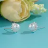 Brincos de Pérola Personalizados da Moda para Mulheres, Brincos Simples de Flor com Pérolas, Brincos de Zircônia, Joias de Pérola Inovadoras Europeias e Americanas