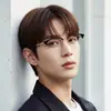 59 Óculos de Titânio Puro Estilo Sobrancelha, Óculos Masculinos de Armação Grande, Óculos de Titânio da Marca Shangfuteng, Podem Ser Equipados com Lentes de Grau e Lentes de Bloqueio de Luz Azul