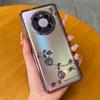 Para Funda de Teléfono Móvil Huawei Mate70Pro con Pedrería P70 Flor Rosa M60 TPU Transparente Galvanizado Nova14 Funda Suave