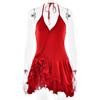 Vestido halter con cuello en V de verano nuevo de moda transfronterizo europeo y americano, falda corta, sexy, para chica hot, sin espalda, abotonadura sencilla, para mujer
