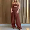 Novedades de Ropa para Mujer Verano 2026: Mono de estilo europeo y americano para vacaciones transfronterizo, de color liso, holgado, casual, con tirantes y pierna ancha