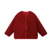 Chaqueta Infantil Pudding Haru 2025 Invierno Nueva Chaqueta de Algodón Doble Cara Rojo Forro Polar Top para Niñas