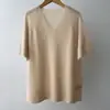 Camiseta BORBOTIE para mujer, nueva colección otoño/invierno 2026, marca BC, top de cachemira con cuello en V, ajuste holgado, manga corta, adornado con pedrería