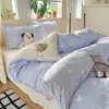 Clase A Sensación de Nube Doble Capa Gasa Gasa Arrugada Juego de Cuatro Piezas Juego de Tres Piezas para Dormitorio Funda Nórdica Individual Estampado Floral Pequeño Madre-Bebé Bebé Estudiante