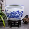 Maceta de Nenúfar, Cuenco de Loto Tanque Grande, Porcelana Azul y Blanca de Hotel, Tanque de Agua Jingdezhen, Tanque de Tortuga, Tanque de Peces Dorados de Patio, Loto de Tortuga