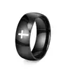 Nuevo anillo de cruz pulido de acero inoxidable transfronterizo 4 mm 6 mm 8 mm chapado al vacío en horno no se decolora