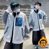 Chaqueta Gruesa Acolchada de Lana de Cordero para Niños Chaqueta de Invierno Cálida con Cuello Alto Bloque de Color Cortavientos para Niños Medianos y Grandes Ropa de Algodón Moderna y Genial Invierno