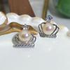 Set de Perlas Naturales S925 Pendientes Geométricos Nido de Pájaro con un Toque de Nicho de Alta Gama, Pendientes y Clavos Estilo Princesa Diana para Mujer en Estilo Lujo Ligero