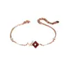 Pulsera Original de Mariposa y Trébol de Cuatro Hojas para Mujer, Plata Pura, Moderna, Lujo Ligero, Gama Alta, Estilo Bosque, Pulsera de Ágata Roja, Joyería Estilo Ins