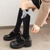 Calcetines Lolita hasta la rodilla para mujer, calcetines de otoño JK para pantorrilla, calcetines dulces para mujer con gran lazo de organza INS, calcetines de estilo académico