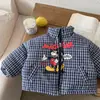 Chaqueta Acolchada de Algodón para Niños 2025 Invierno Nuevo Estampado de Dibujos Animados Abrigo de Cuadros Engrosado para Niños y Niñas Versátil Coreano