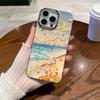 Pintura al óleo de verano en la playa. Funda para iPhone 16 Pro Max, compatible con Apple 14 Pro Max, película para lente 13/12, talla femenina 15.