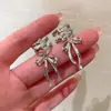 Clip para Oreja Estético de Cinta para Mujer Ins Tendencia Fresco Estilo Ballet Lazo de Cinta sin Perforación Clip para Hueso de la Oreja Pendientes de Estudiante