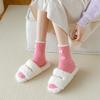 Calcetines de terciopelo de visón para mujer, de lana japonesa, hechos a mano, con lazo de hada, de color liso, para dormir, cálidos, de tubo medio