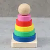 Mini Hanottamons de Madeira Conjunto Pequeno de Cinco Camadas Coluna para Crianças Meninos e Meninas Bebê Brinquedos de Educação Infantil