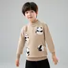 Tejido de Lana para Niños de Punto de Cuello Alto Medio Otoño e Invierno Nuevo Estilo Cachemir Patrón de Dibujos Animados Tejido Engrosado para Niños y Niñas, Tejido Elegante
