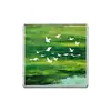 Nuevo Broche Redondo de Metal Estilo Nacional Chino Paisaje Azul-Verde Grulla Pintura al Óleo Paisaje Pin Accesorio para Bolso Pequeño Regalo