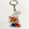 Llavero Acrílico Zootopia Judy Nick Colgante de Pareja Regalo de Recompensa para Niños Souvenir Creativo