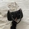 Bolso de Mano de Color Sólido Retro 2026 Mezclilla Estilo Nuevo Doble Bolsillo Simple Casual Elegante Bolso Bandolera tipo Baguette para Mujer