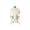 Capa base elegante para mujer con forro polar, nueva camiseta de manga larga ajustada para otoño/invierno, color liso, versátil y a la moda