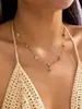 Collar con Forma de Y Estilo Resort Europeo y Americano, Acero Inoxidable Chapado en Oro de 18 Quilates, Moderna Cadena para Clavícula con Borla de Circonita y Perla