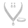 Europeu e Americano Luz Luxo Água Gota Pingente Zircon Colar Brincos Set Vestido de noiva nupcial Acessórios Fábrica Venda Direta
