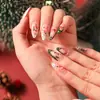Uñas Portátiles de Navidad Copo de Nieve Amor Brillo Manicura Uñas Postizas Cortas Almendra Mariposa Uñas Largas Europeas y Americanas Venta al por Mayor